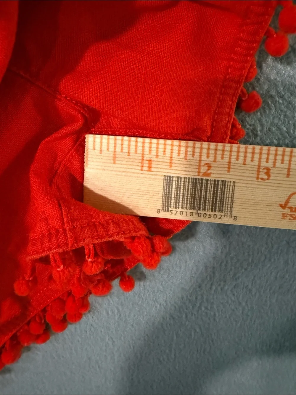 J. Crew - Red Pom-Pom Trim Women's Linen/Cotton Blend Shorts